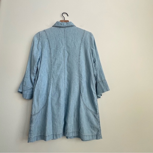 Soft Surroundings Small Rendezvous Tunic Top Light Denim Linen Chambray Pockets - Picture 9 of 12